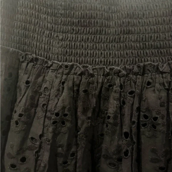 Bailey Black Eyelet Lined Maxi Skirt with Smocked at Waistline - Picture 3 of 5